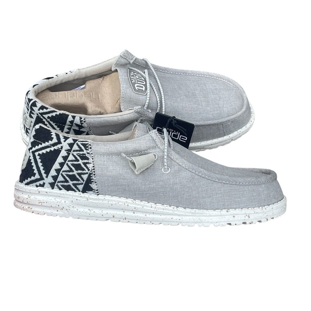 Hey Dude Wally Funk Jacquard Slip-On, Unisex, Light Grey, M8/L10, NIB